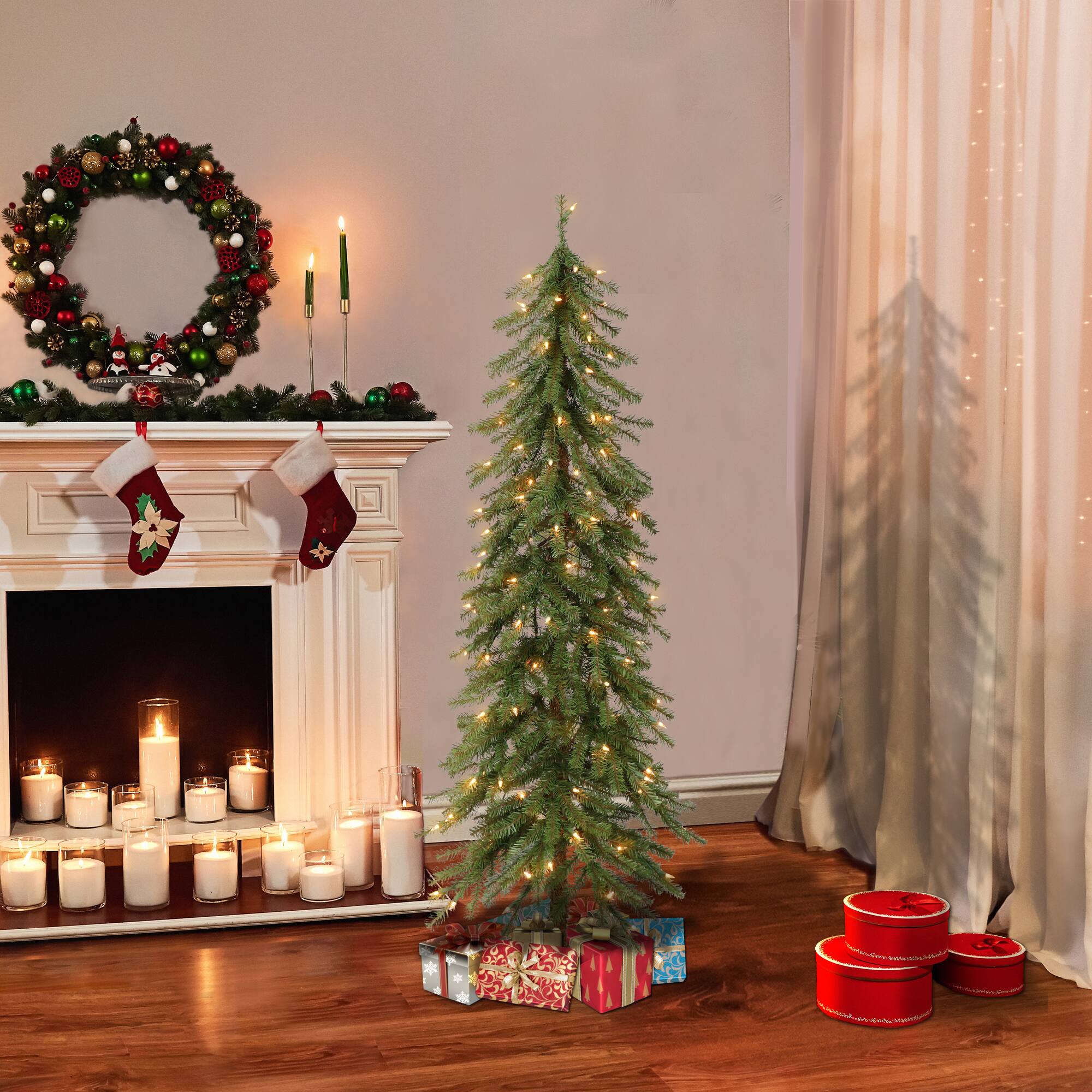 6 Pack: 5ft. Pre-Lit Alpine Artificial Christmas Tree, Clear Lights